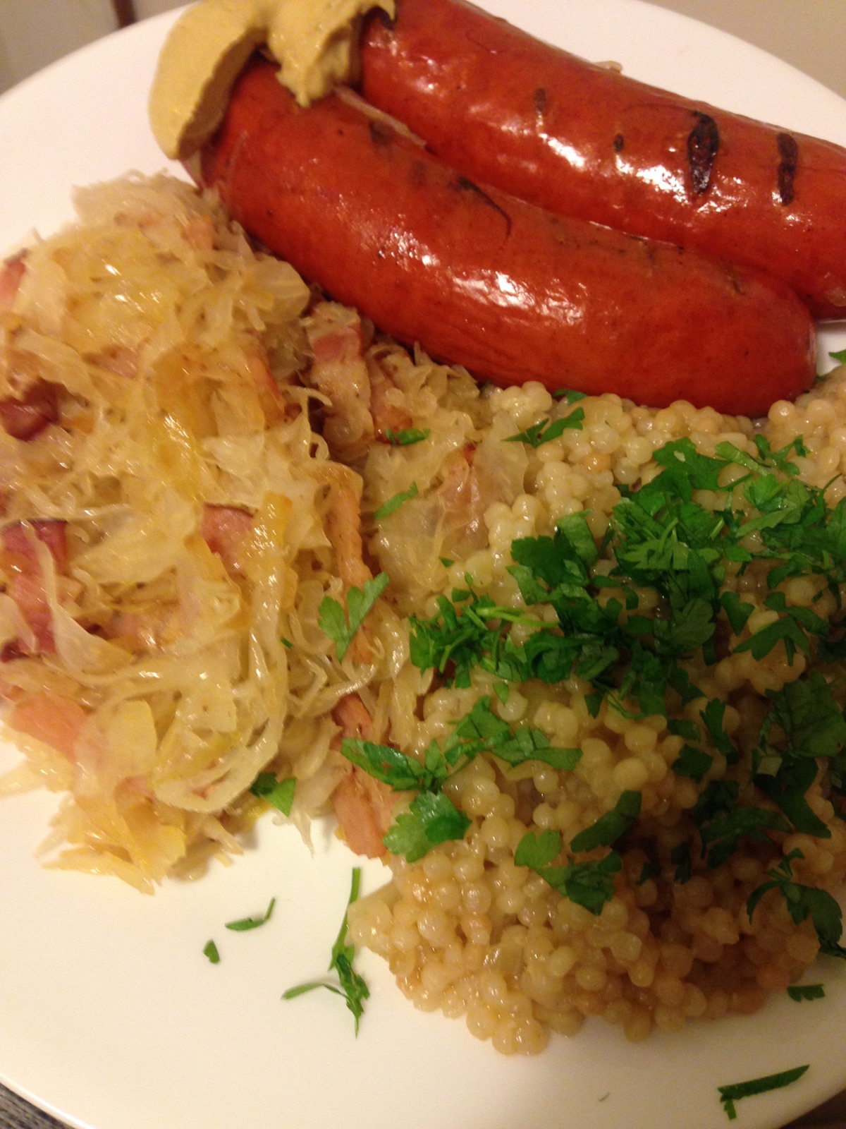 Tortilla Tuesday Kransky; Sauerkraut and Couscous (by G)