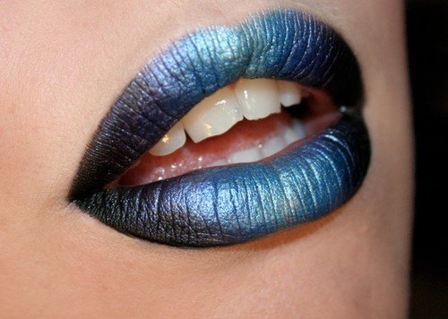 Shiny Blue Lip Art Makeup