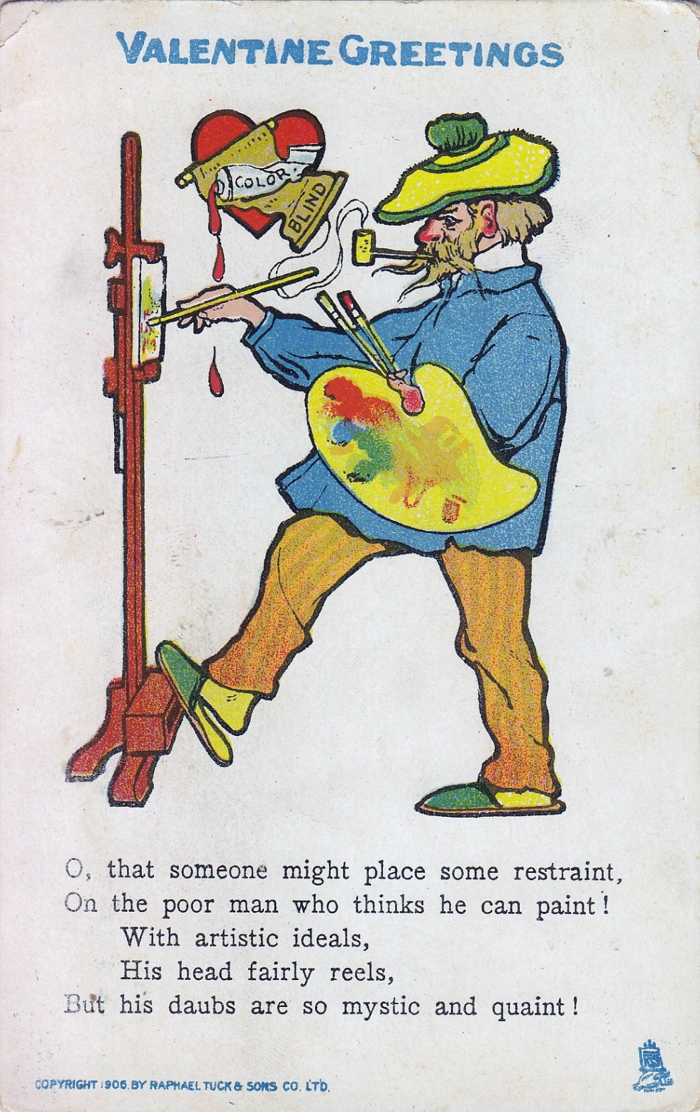 Nothing But Limericks Tuck Limerick Postcard The Color Blind Painter