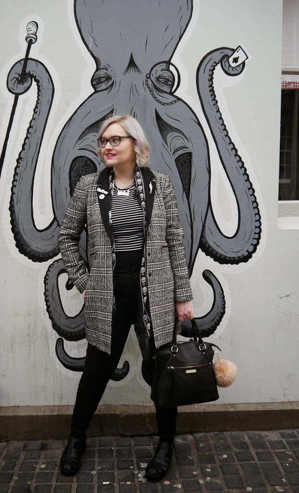 That Octopus is so Fancy! monochrome, Warehouse, Bailey and Quinn, pompom, tartan, plain, Scottish blogger, #scotstreetstyle, Dundee, Bonnie Bling, Parisian, style, fashion, how to
