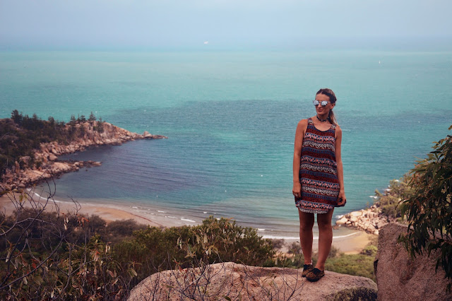 girl wearing boho dress beach view magnetic island girl wearing boho dress beach view magnetic island