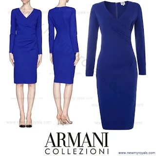 Style of Princess Sofia wore Armani Collezioni Long sleeve faux wrap dress