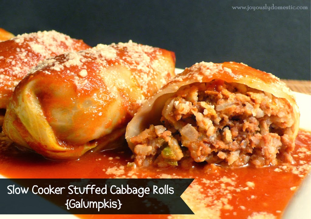 Joyously Domestic Slow Cooker Stuffed Cabbage Rolls {Galumpkis}