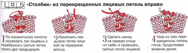 Как протянуть лицевую петлю через снятые