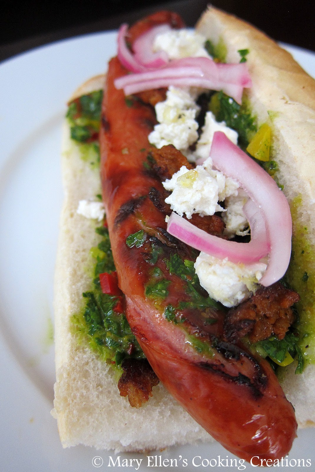 Mary Ellen's Cooking Creations Argentine Hot Dogs (with chimichurri
