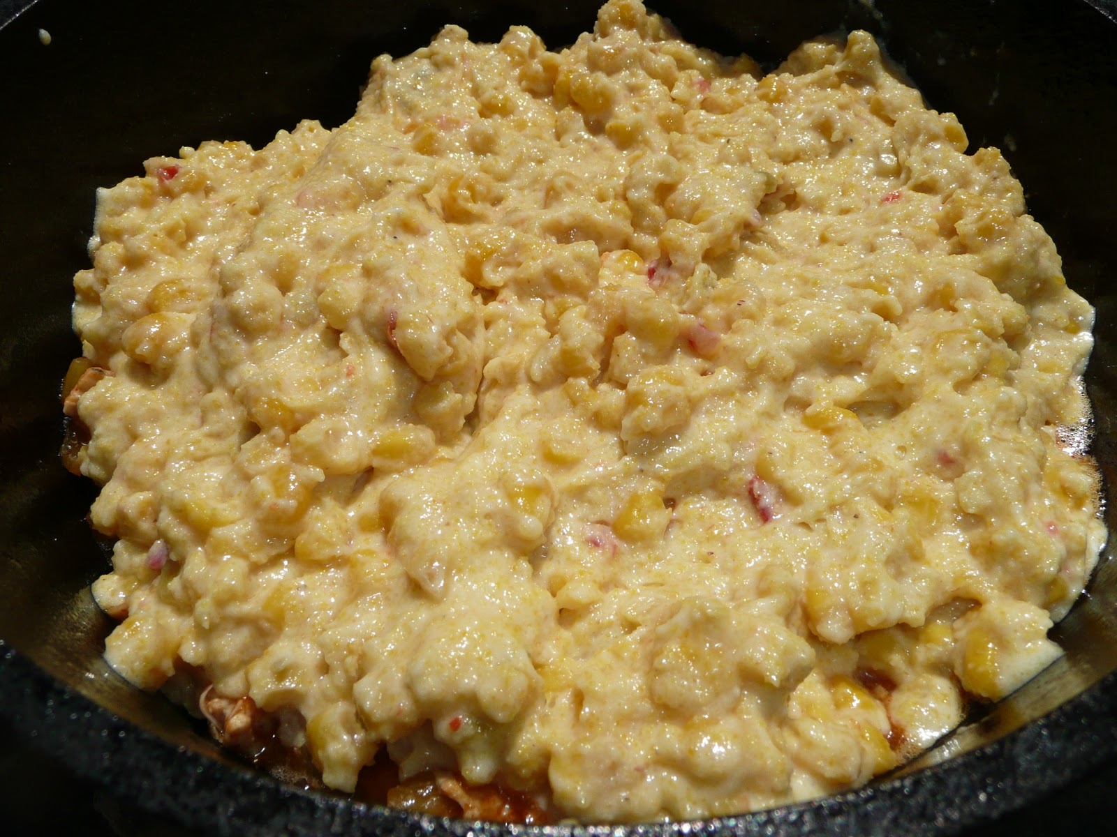 Everyday Dutch Oven ChickenChile Enchilada Pie