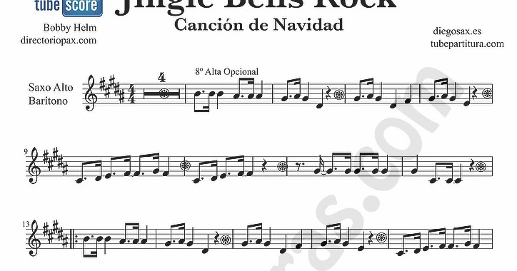 Tubescore Jingle Bells Rock Sheet Music For Alto And Baritone Saxophone Christmas Carol Traditional Music Score