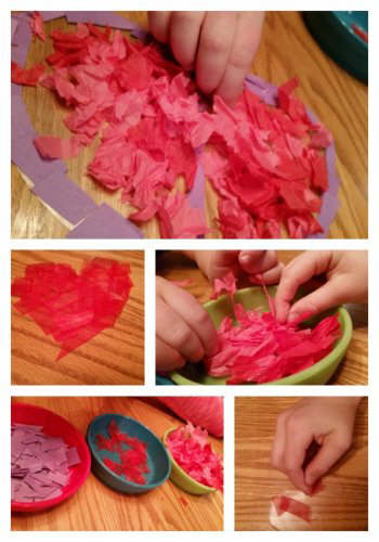 Hearts filled tissue paper