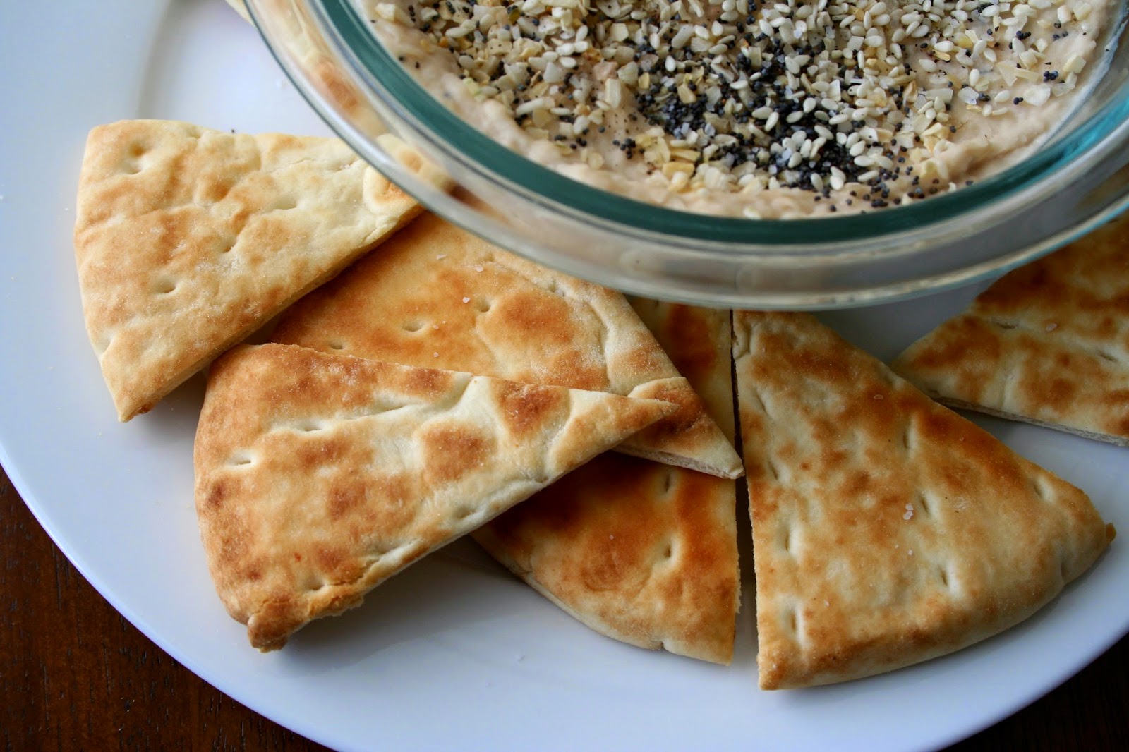 Everything Hummus and Homemade Toasted Pita Chips