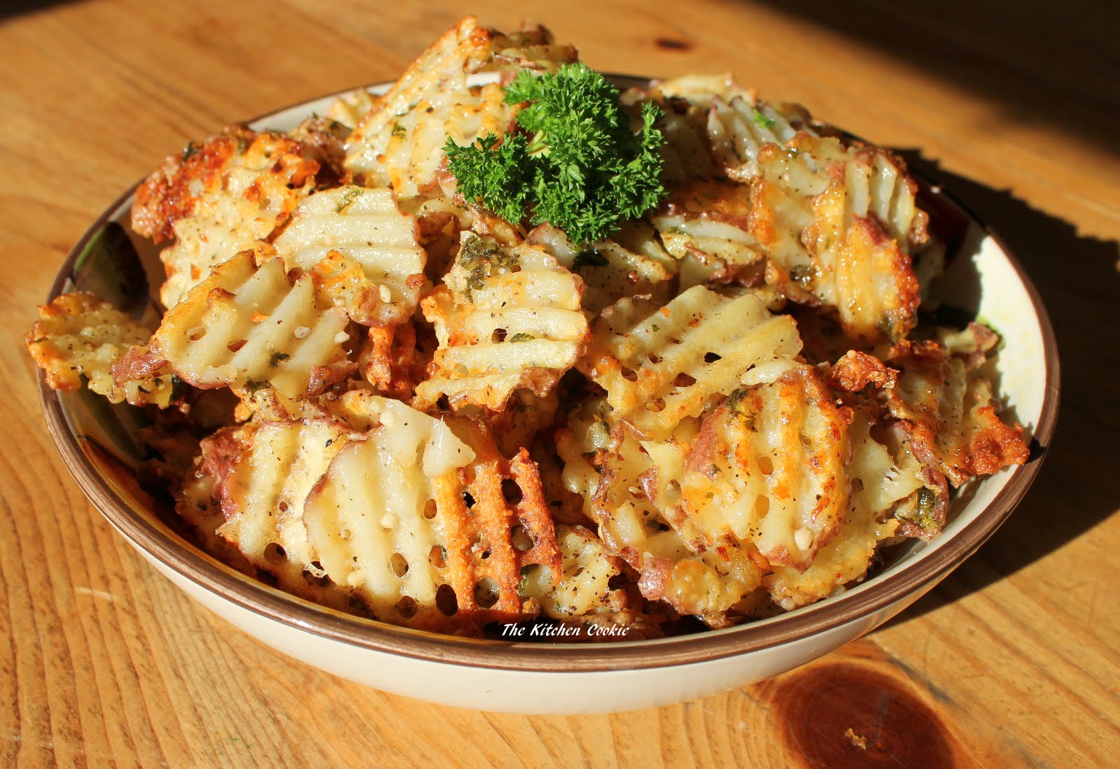 TheKitchenCookie Peppery Parsleyed Parmesan Oven Roasted Waffle Fries