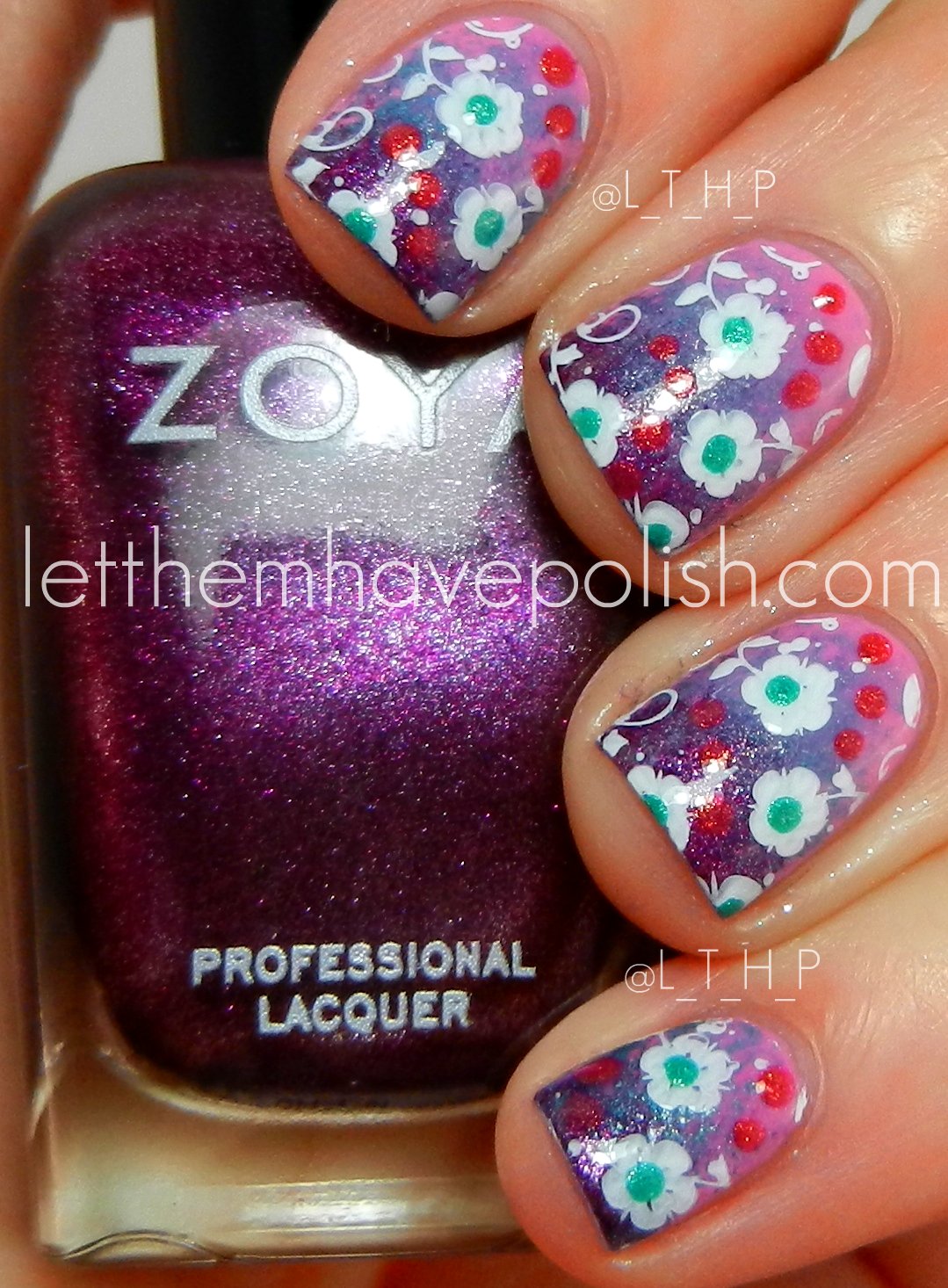 Let them have Polish! Pink Wednesday!! Zoya Shelby Summer Nail Art