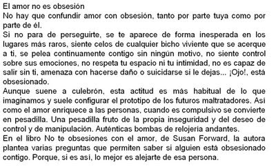 amor no es obsesion