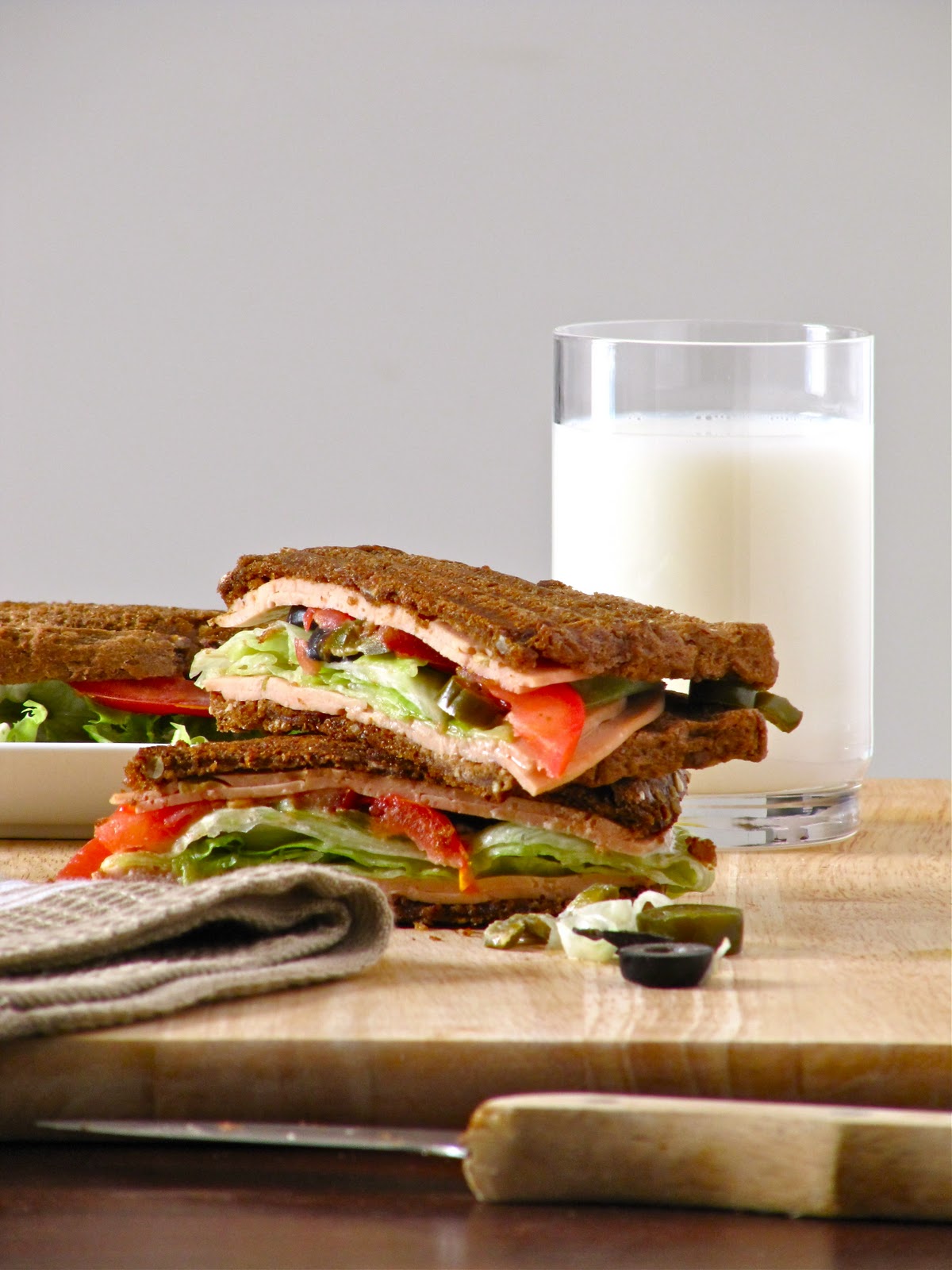 Plateful Grilled Chicken Mortadella Sandwich