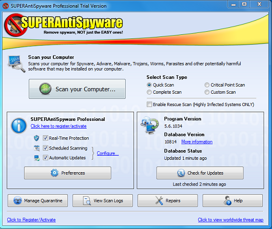 SUPERAntiSpyware Professional v5.6.1034 Full Ekran+Al%C4%B1n