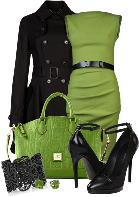 Green and Black Outfit Set