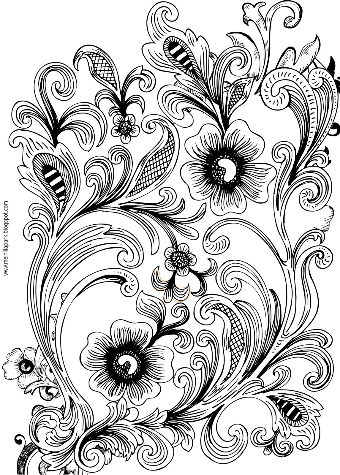 Free printable floral coloring page - Ausmalbild - freebie | MeinLilaPark