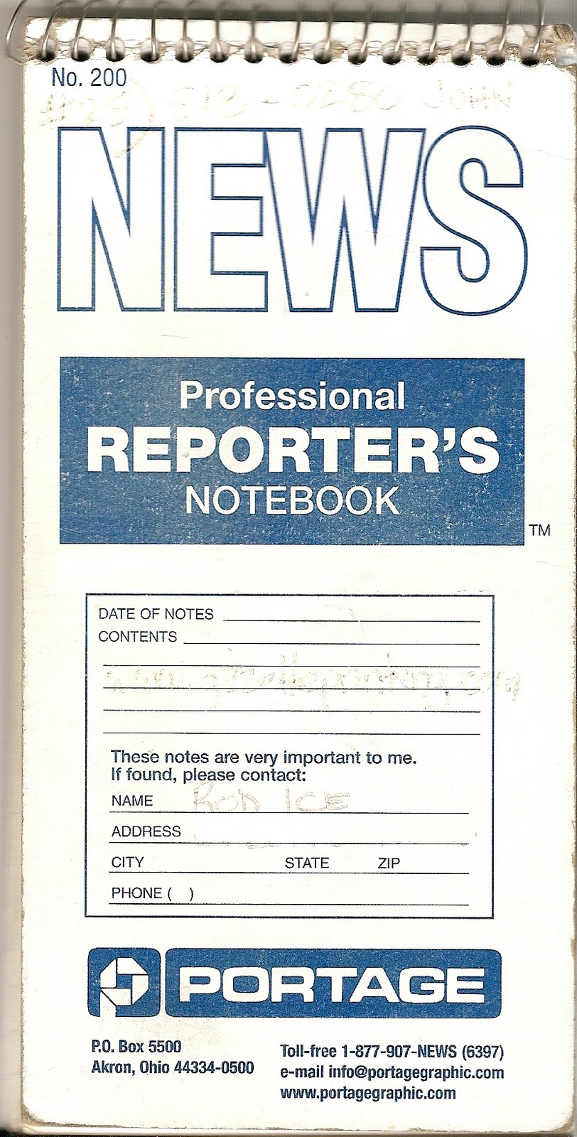 Thoughts At Large “Reporter’s Notebook”