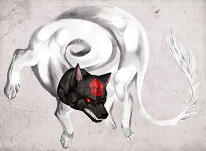 Lobos, perros, zorros y otros cánidos míticos, fabulosos y legendarios Inugami+02