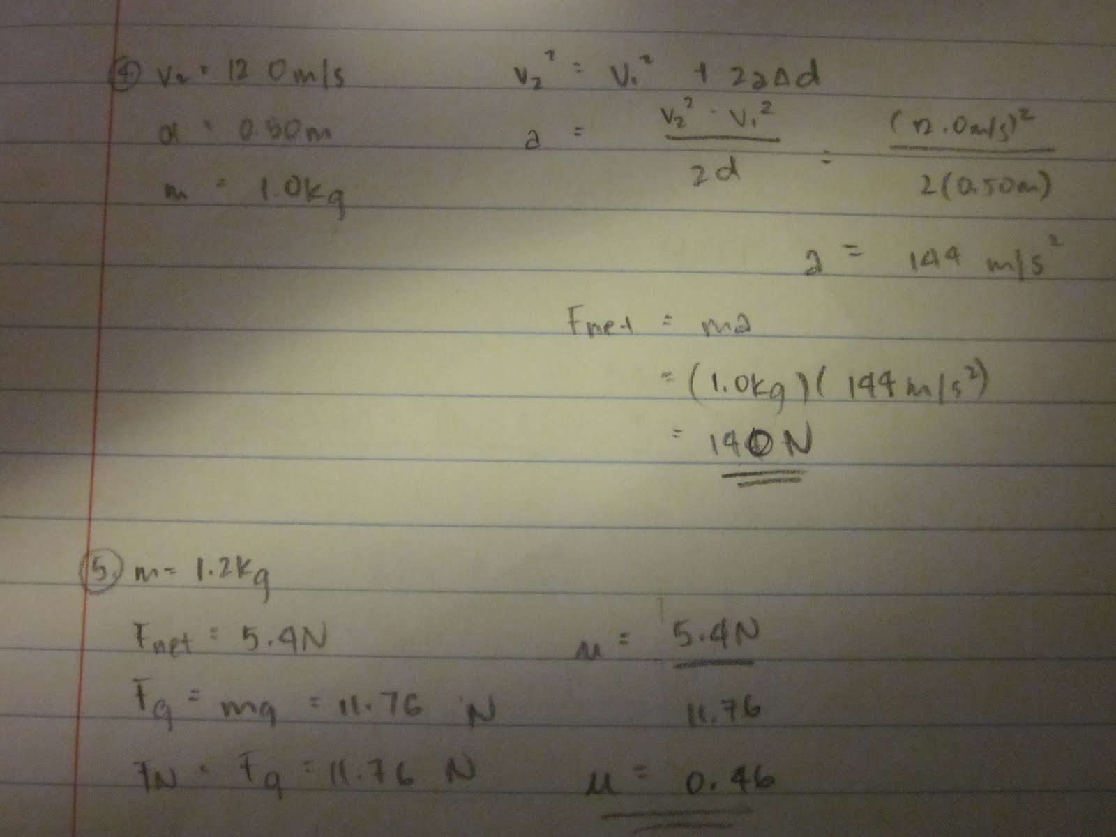 Physics1202-2010: Dynamics Worksheet