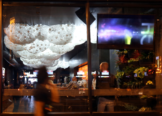 Leather Porridge Bar Decor Cloud Ceiling At Progress Bar In