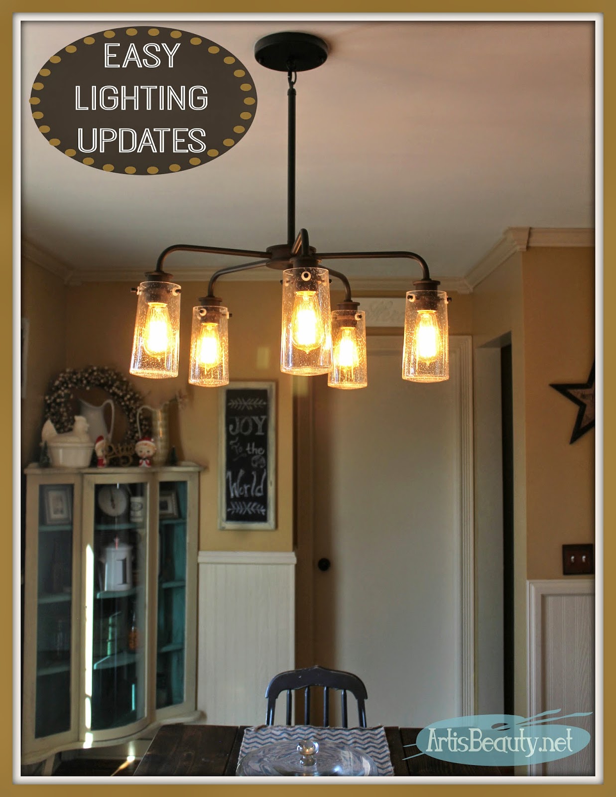 ART IS BEAUTY Vintage Style Kitchen Lighting Update! Buh Bye Boob light!