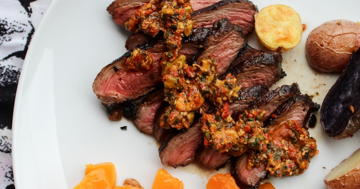 NotSoSAHM Balsamic and Basil Marinated Steak with Red Pepper Pesto