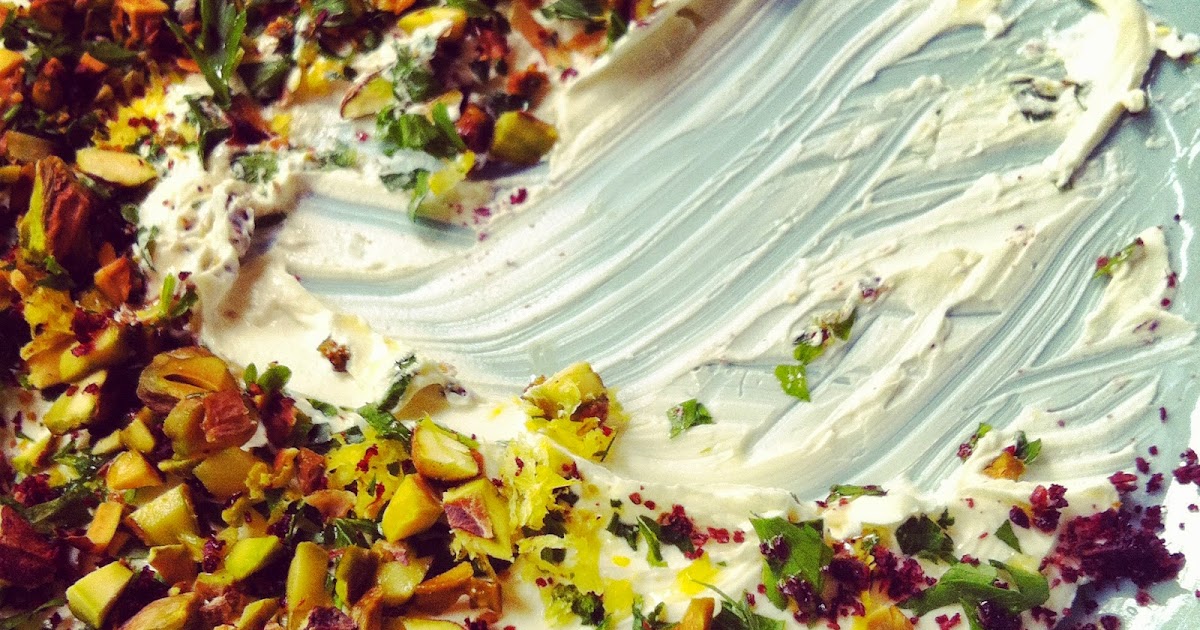 Alice Bakes a Cake Labneh with sumac, parsley, lemon and pistachios