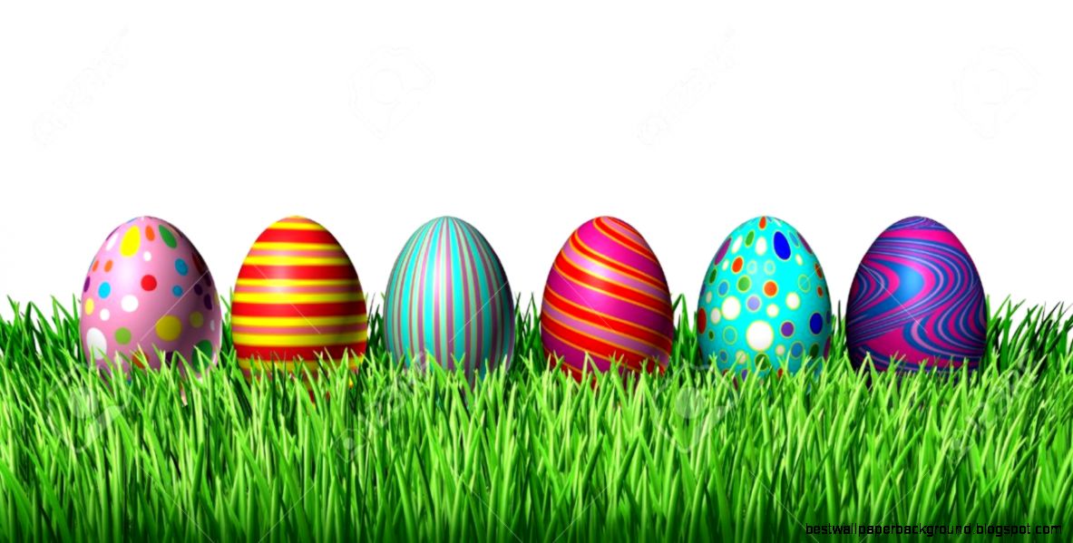 Decorated Easter Egg Hunt With Painted Easter Eggs In A Row Decorated Easter Egg Hunt With Painted Easter Eggs In A Row