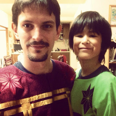 Wearing our new ribbon shirts for the international children's festival at school (Oct.31,2014)