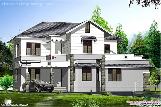 sloping roof villa design