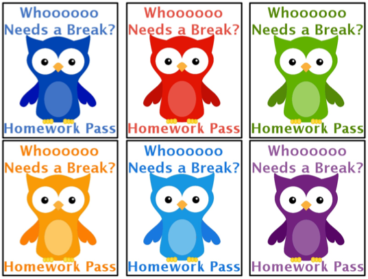 Education world: no homework pass template