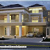 Modern villa night view elevation