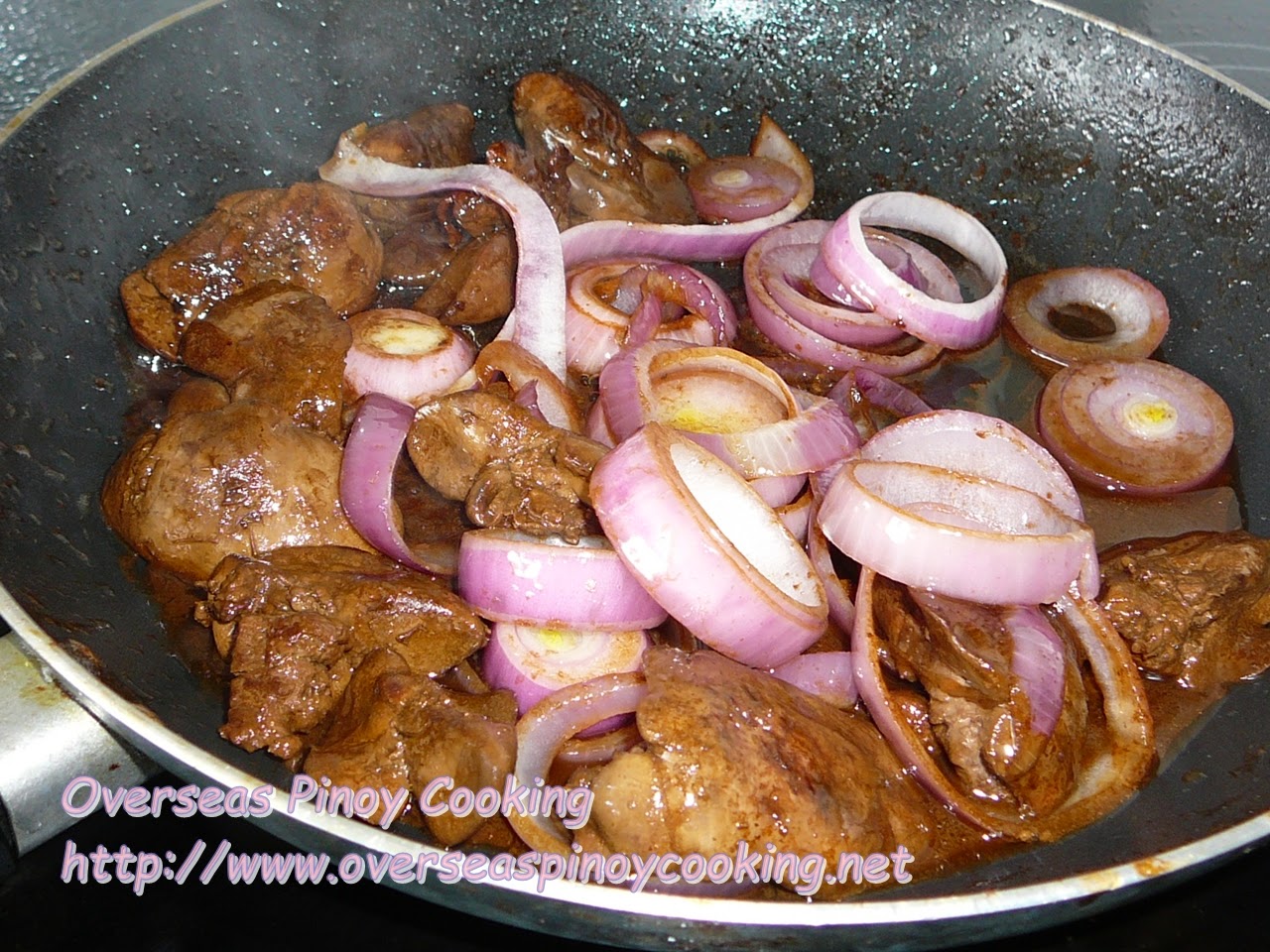 Overseas Pinoy Cooking Chicken Liver, Bistek Style