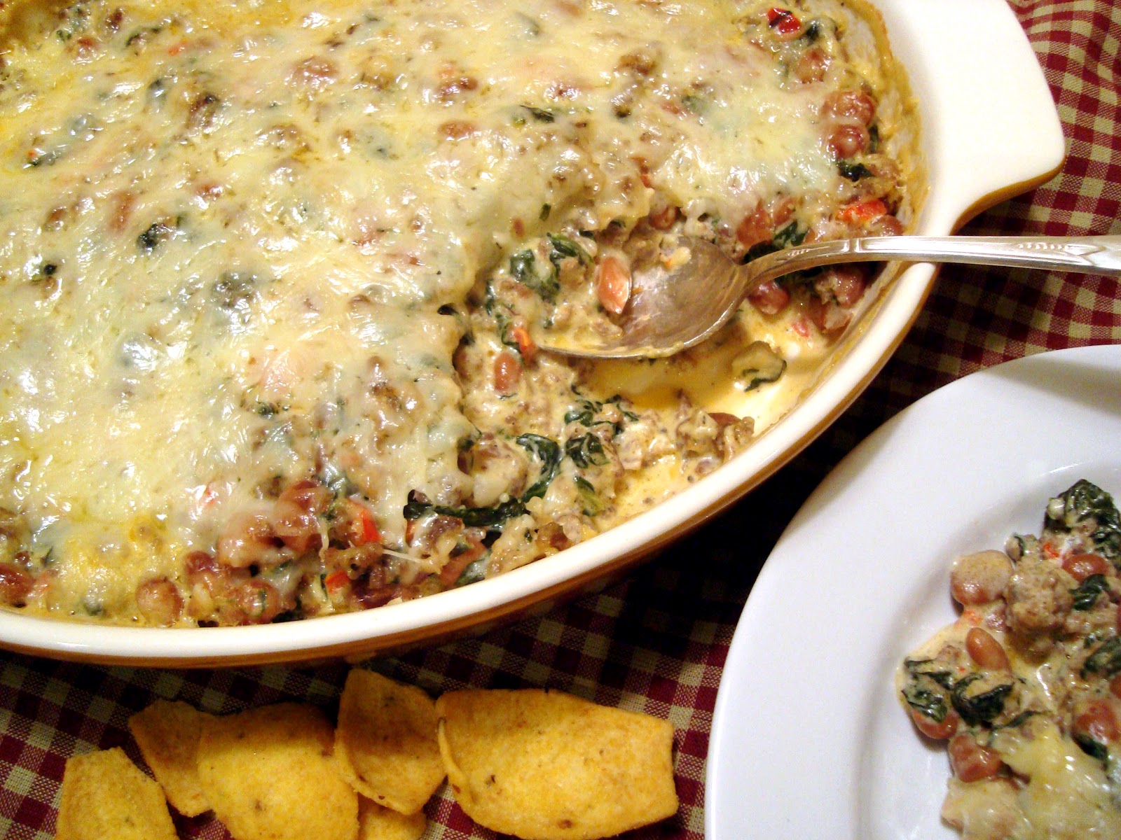 Headspace Spicy Sausage, Bean, and Spinach Dip