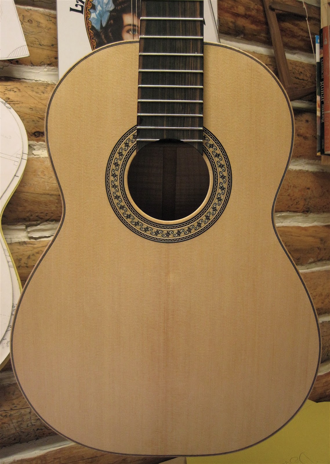 Seven String Classical Guitar Checking the Neck Angle and Starting the