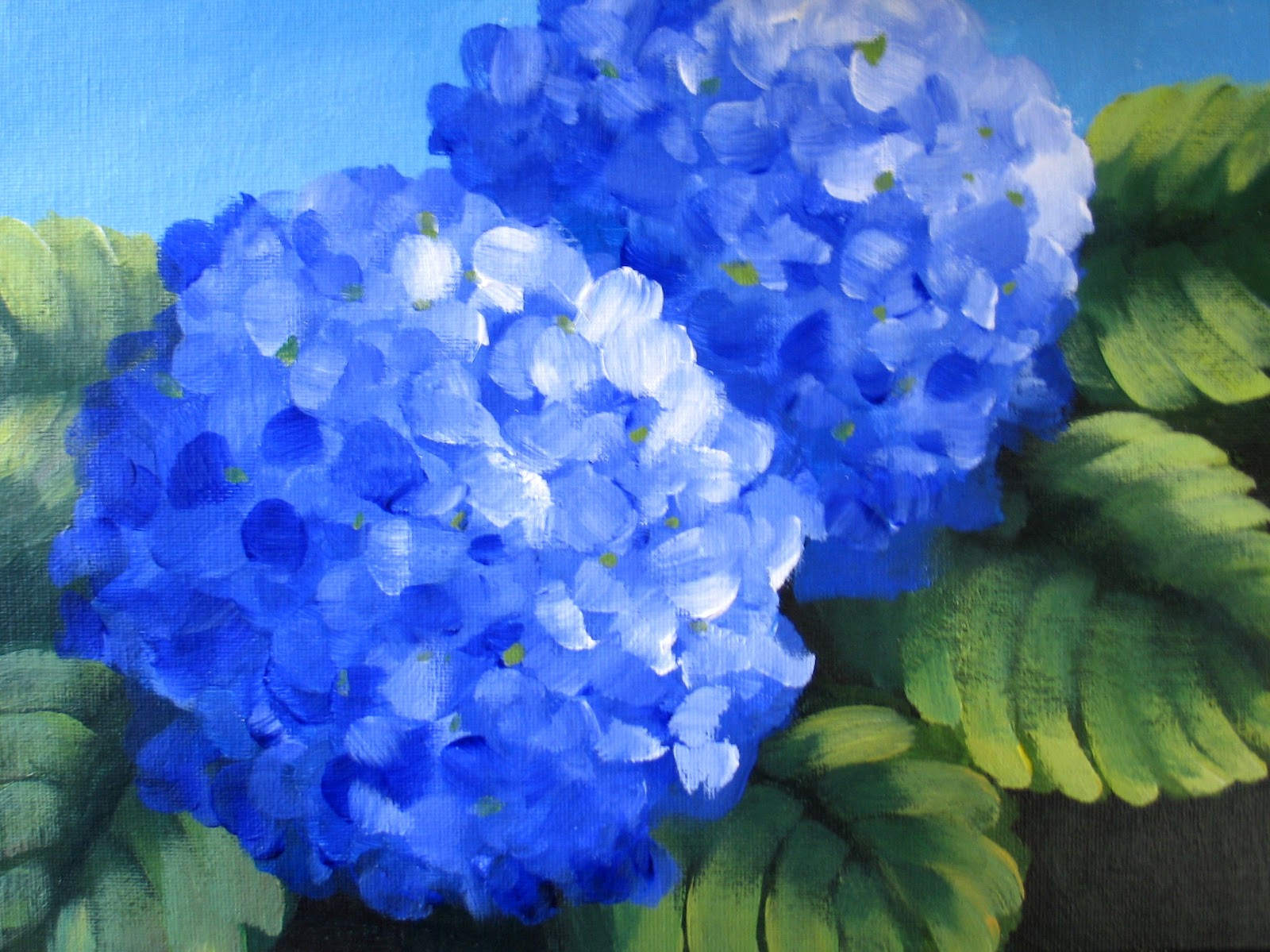 Nel's Everyday Painting Blue Hydrangeas One and Two SOLD