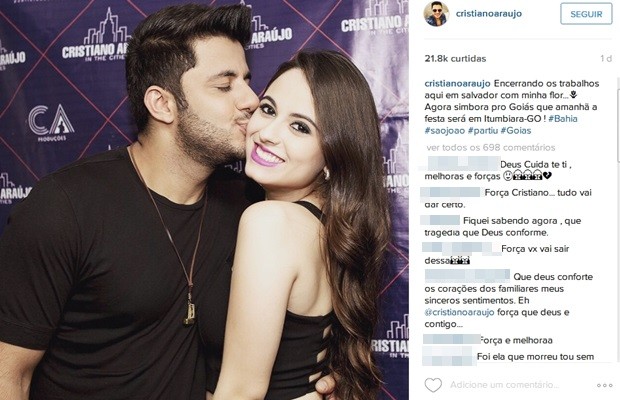 BORRAZÓPOLIS NOTÍCIAS: Namorada do cantor Cristiano Araujo já morou em  Rolândia
