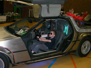 film and comic convention delorean car 