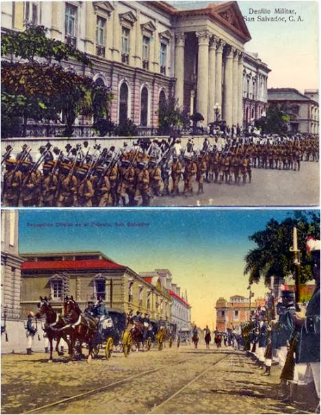 Un desfile pasando frente al Palacio Nacional