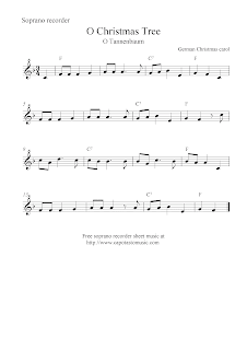 Noel music sheet guitar chords christmas tab ukulele recorder notes song easy tutorial altervista easymusic dd O Christmas Tree, free Christmas soprano recorder sheet music notes