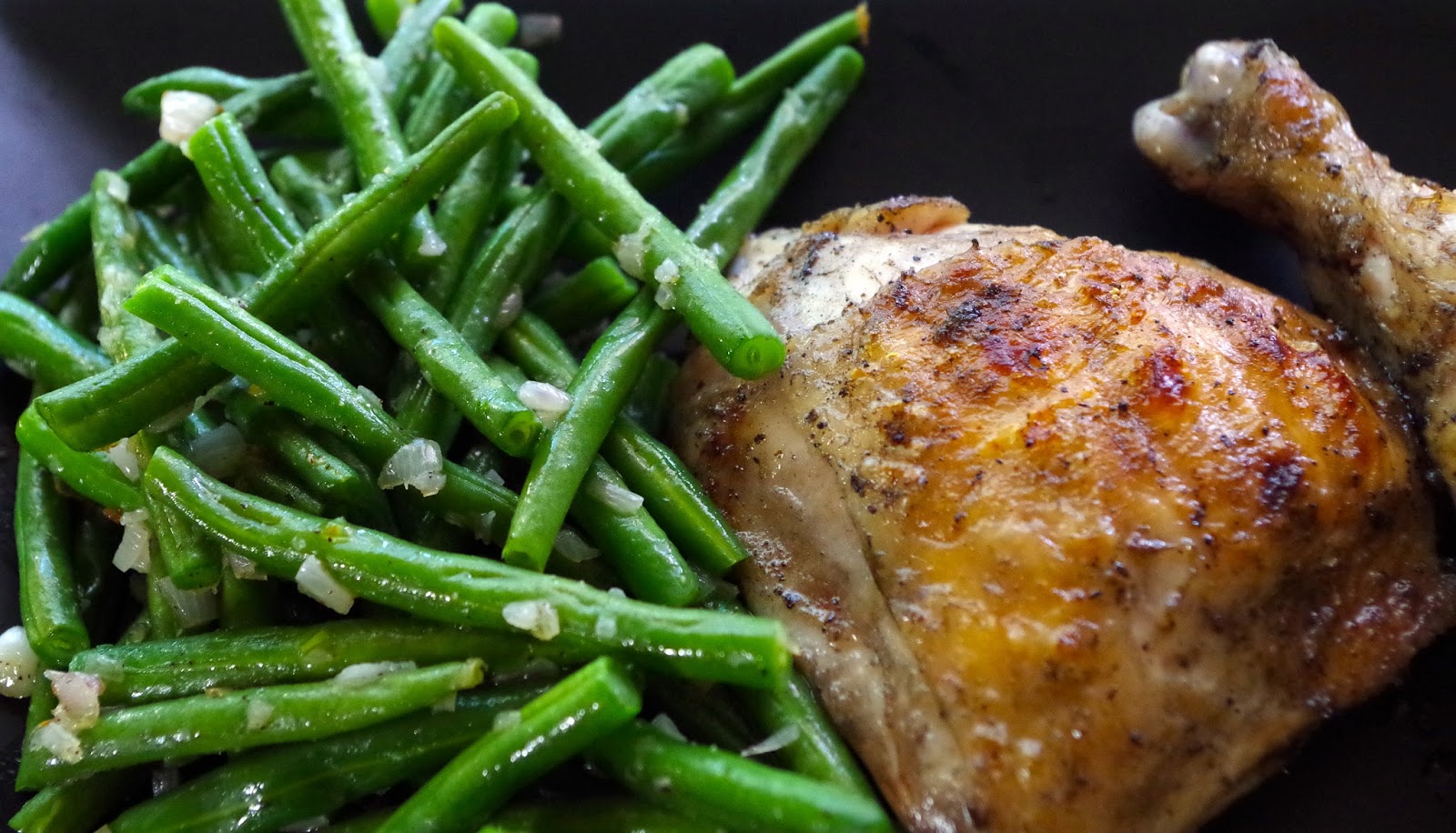Grilled Chicken with Tarragon Butter and Sauteed Green Beans and Shallots