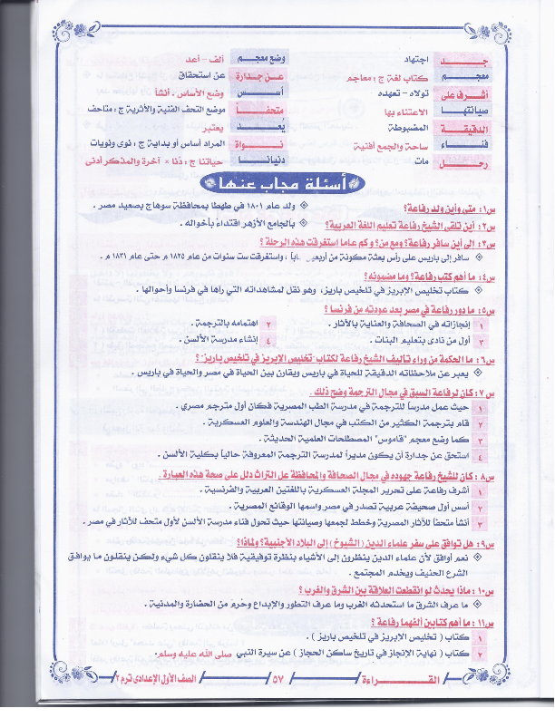مراجعات وامتحانات عربى اولى اعدادى الترم الثانى2015