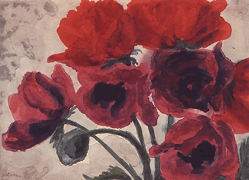 Oriental Poppies, watercolor by Emil Nolde 1930's