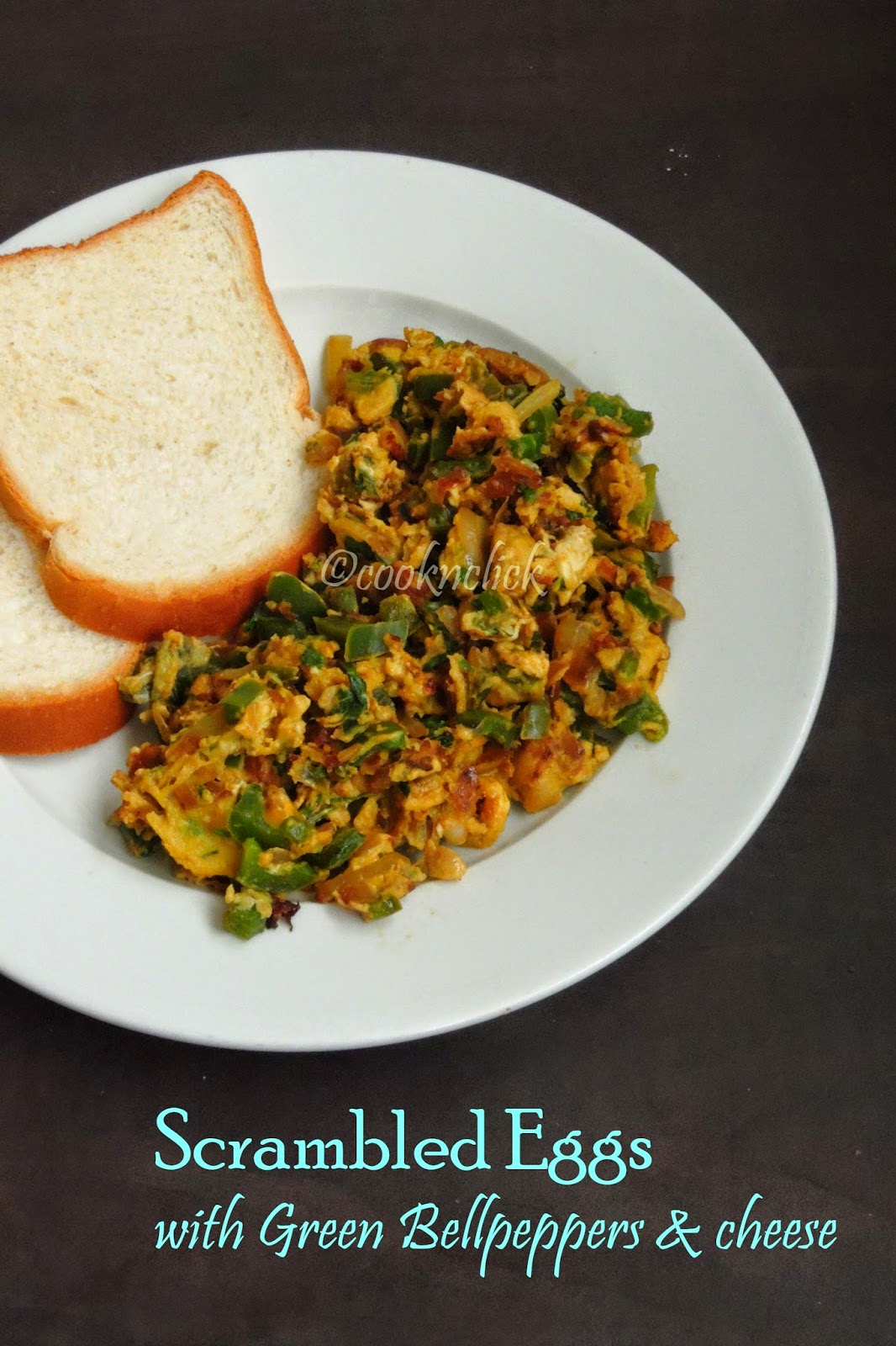 Scrambled Eggs with Green Bellpepper & cheese Cook N Click