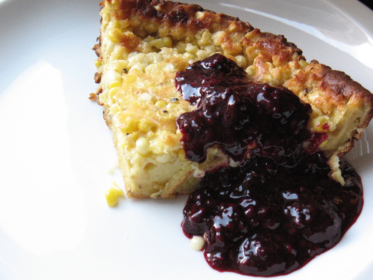 Cook In / Dine Out Corn Pancake with Blackberry Sauce
