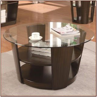 round coffee table with shelf