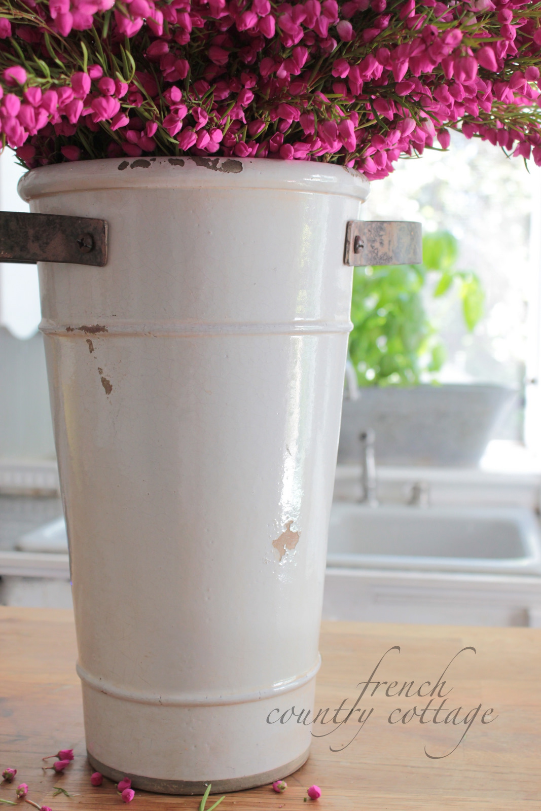 White Flower Bucket FRENCH COUNTRY COTTAGE