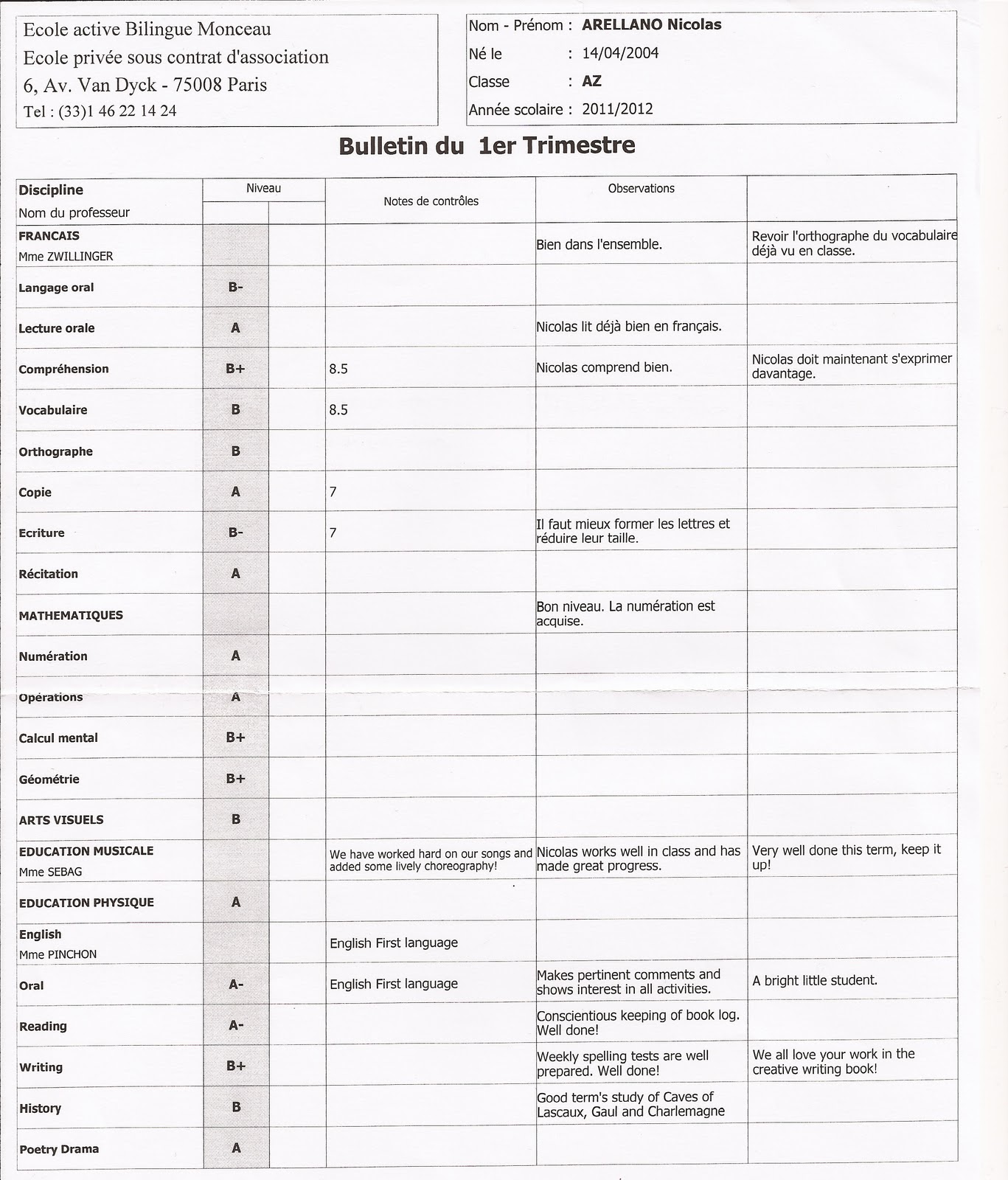 Ecole Bilingue Paris 19E