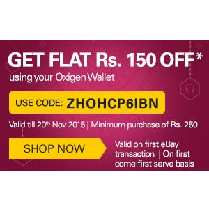 Ebay Rs. 150 off on Rs. 250 using Oxigen Wallet