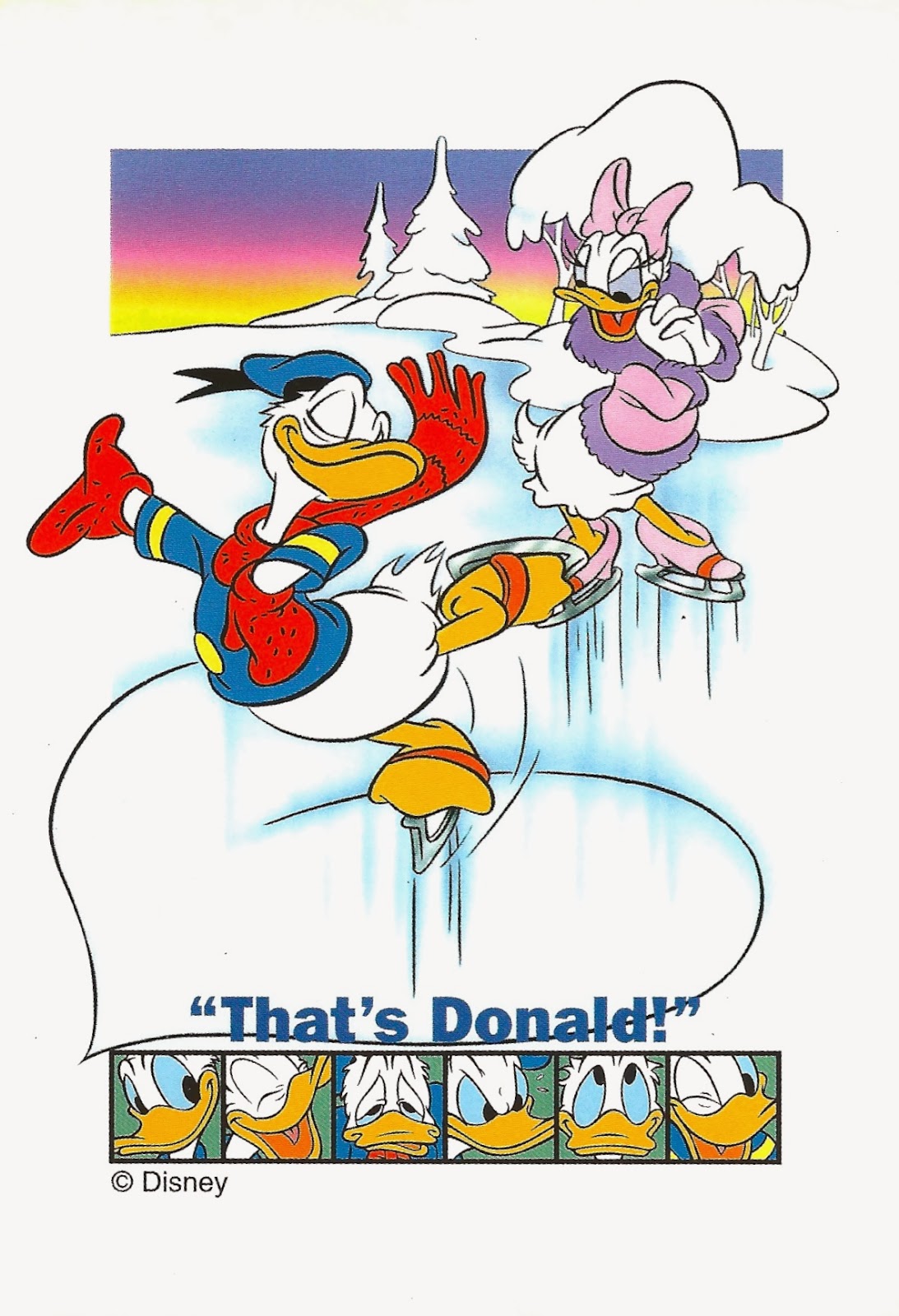 My Favorite Disney Postcards Donald Duck and Daisy Ice Skating
